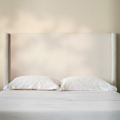 King Size Upholstered Wingback Bed - No Box Spring Needed for Bedroom
