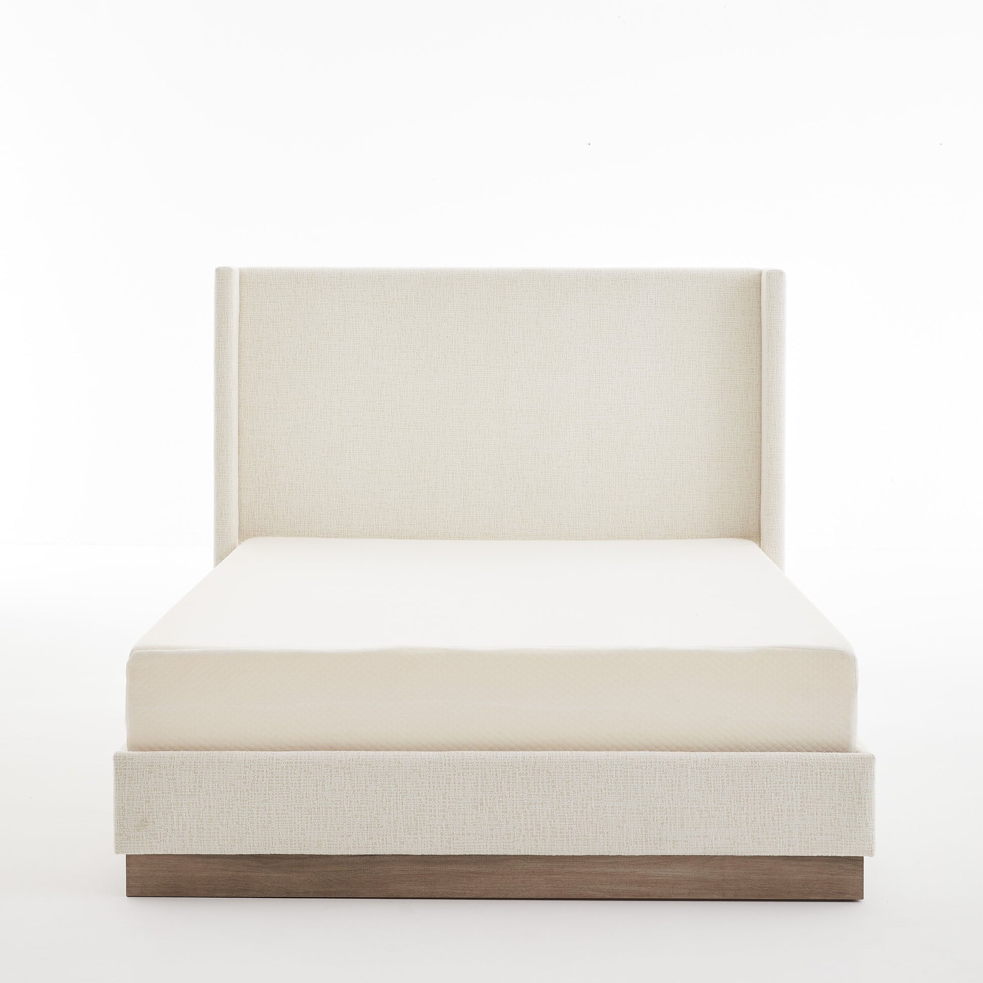 King Size Upholstered Wingback Bed - No Box Spring Needed for Bedroom