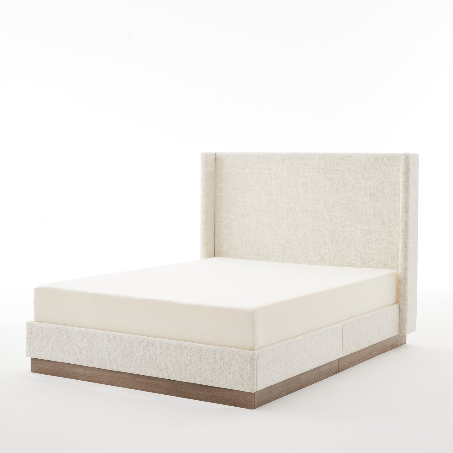 King Size Upholstered Wingback Bed - No Box Spring Needed for Bedroom