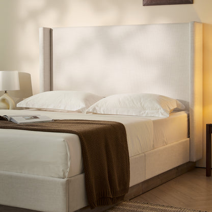 Queen Upholstered Wingback Bed - No Box Spring Needed for Bedroom