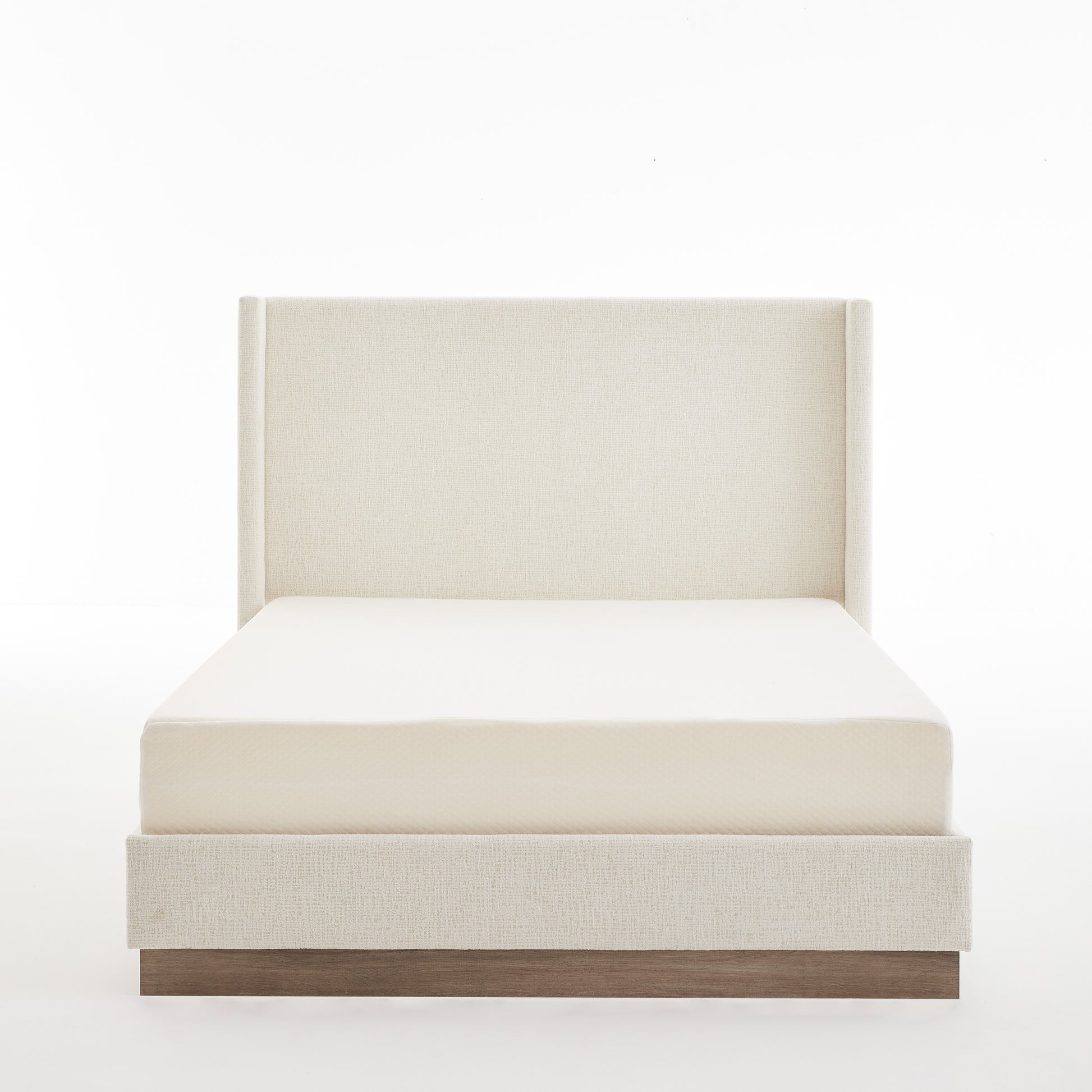 Queen Upholstered Wingback Bed - No Box Spring Needed for Bedroom
