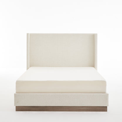 Queen Upholstered Wingback Bed - No Box Spring Needed for Bedroom