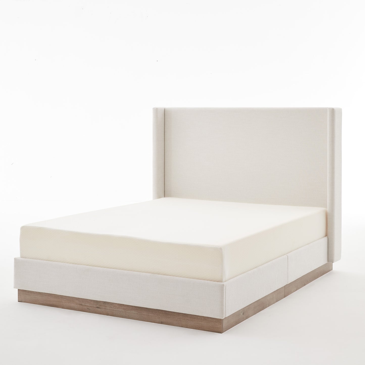 Queen Upholstered Wingback Bed - No Box Spring Needed for Bedroom