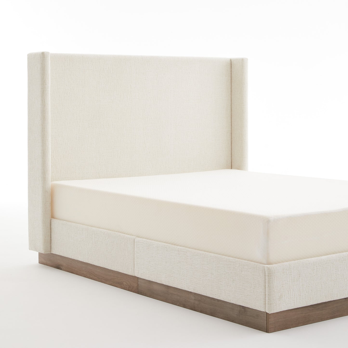 Queen Upholstered Wingback Bed - No Box Spring Needed for Bedroom