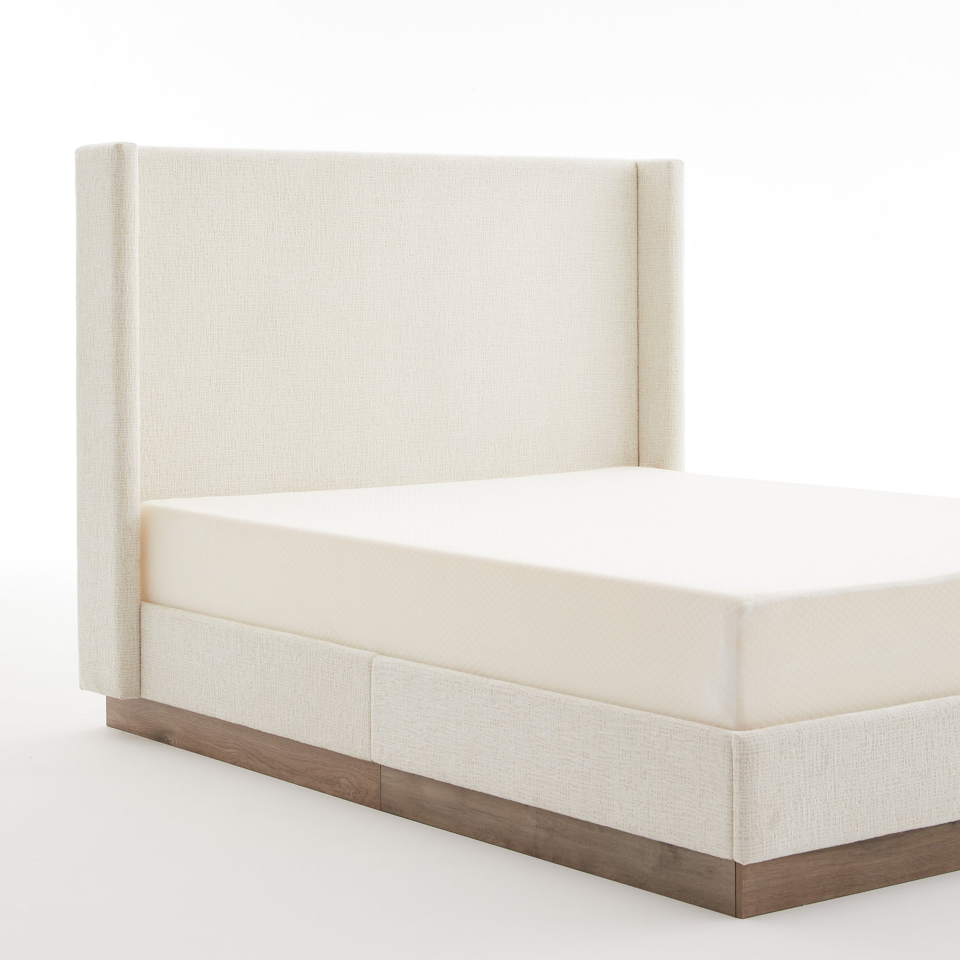 Queen Upholstered Wingback Bed - No Box Spring Needed for Bedroom