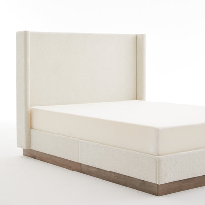 Queen Upholstered Wingback Bed - No Box Spring Needed for Bedroom