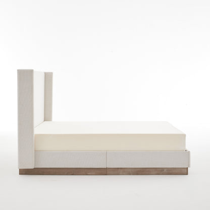 Queen Upholstered Wingback Bed - No Box Spring Needed for Bedroom