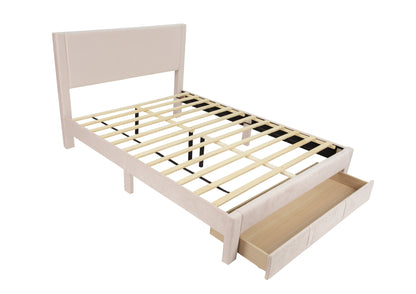 Queen Bed with Corduroy Upholstery - Pink Storage Bed