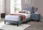 Modern V-Stitching Tufted Design Twin Bed Velvet Upholstered in Gray