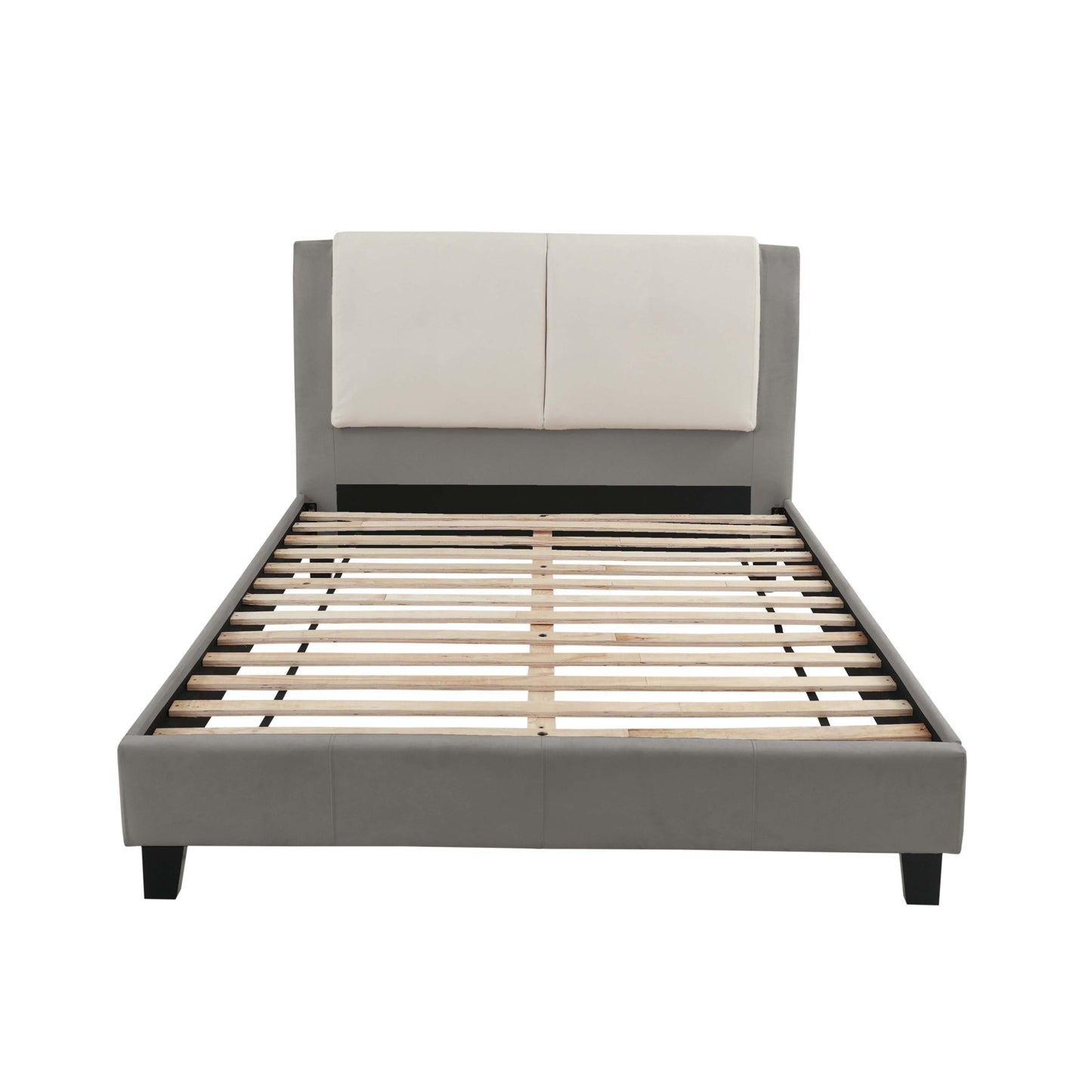 California King Leather Bed - White Gray Frame for Bedroom