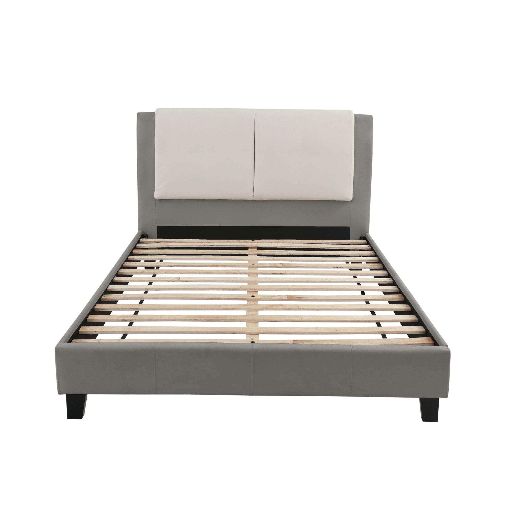 California King Leather Bed - White Gray Frame for Bedroom