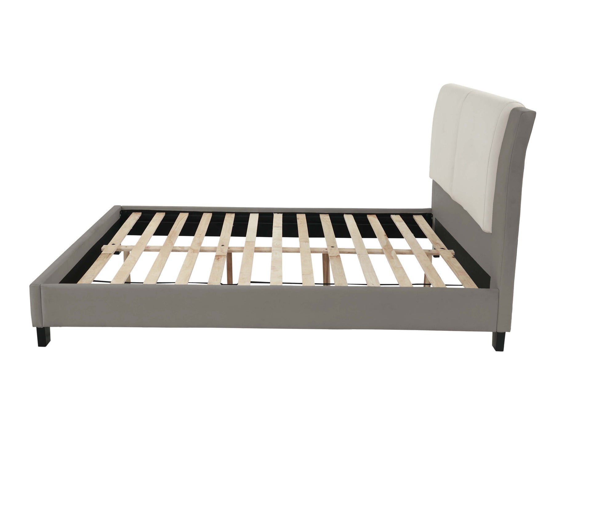 California King Leather Bed - White Gray Frame for Bedroom