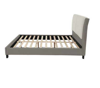 California King Leather Bed - White Gray Frame for Bedroom