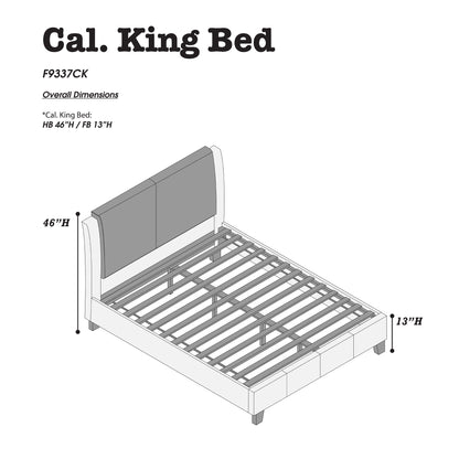 California King Leather Bed - White Gray Frame for Bedroom