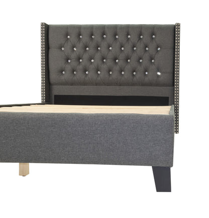 Queen Bed in Blue Gray - Box Spring Not Needed for Bedroom