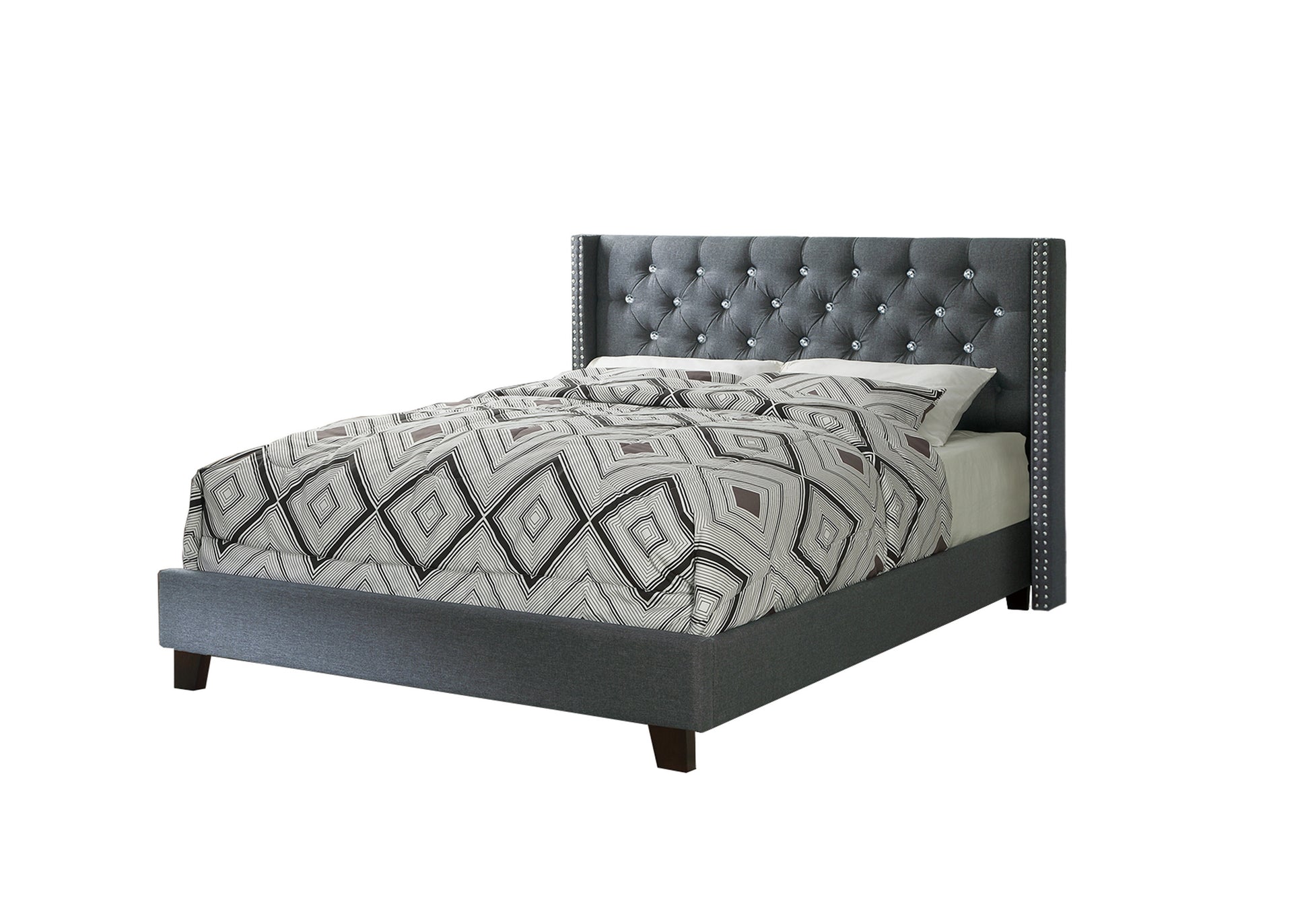 Queen Bed in Blue Gray - Box Spring Not Needed for Bedroom