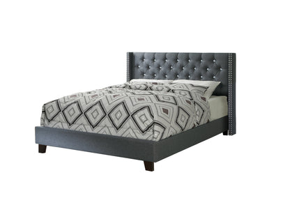 Queen Bed in Blue Gray - Box Spring Not Needed for Bedroom