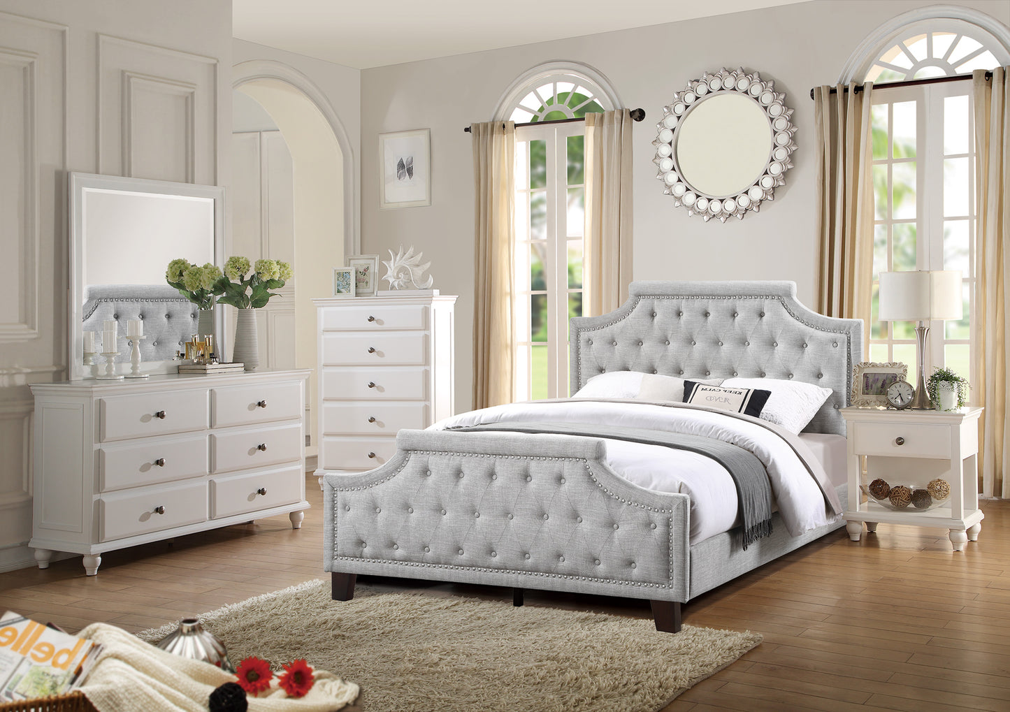 Gray Full Bed Frame - 50" High for Bedrooms
