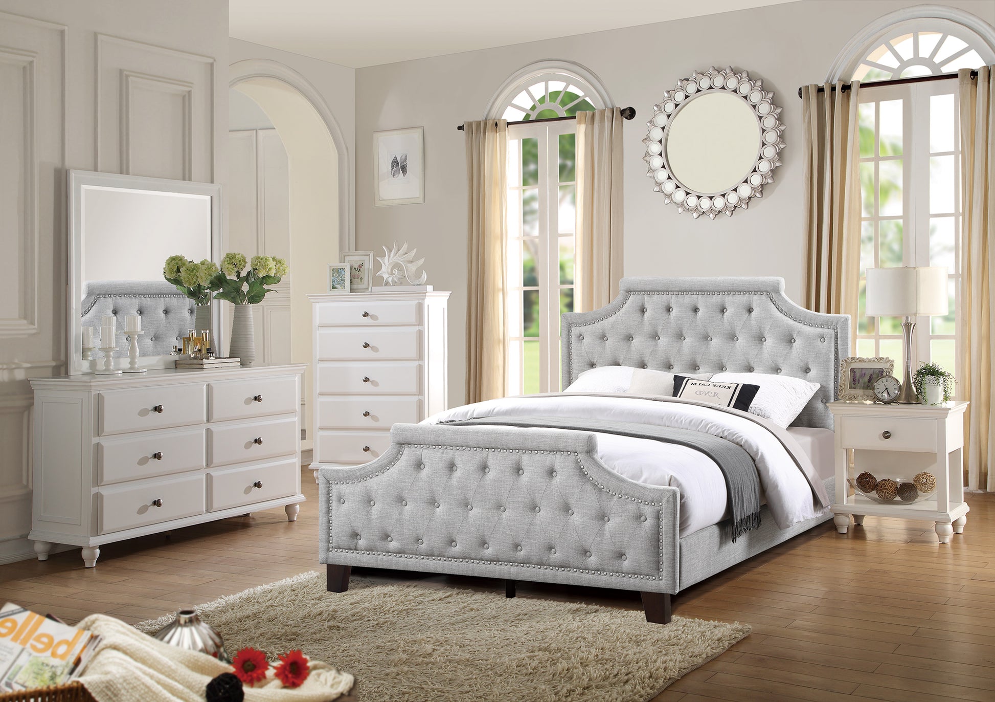 Gray Full Bed Frame - 50" High for Bedrooms