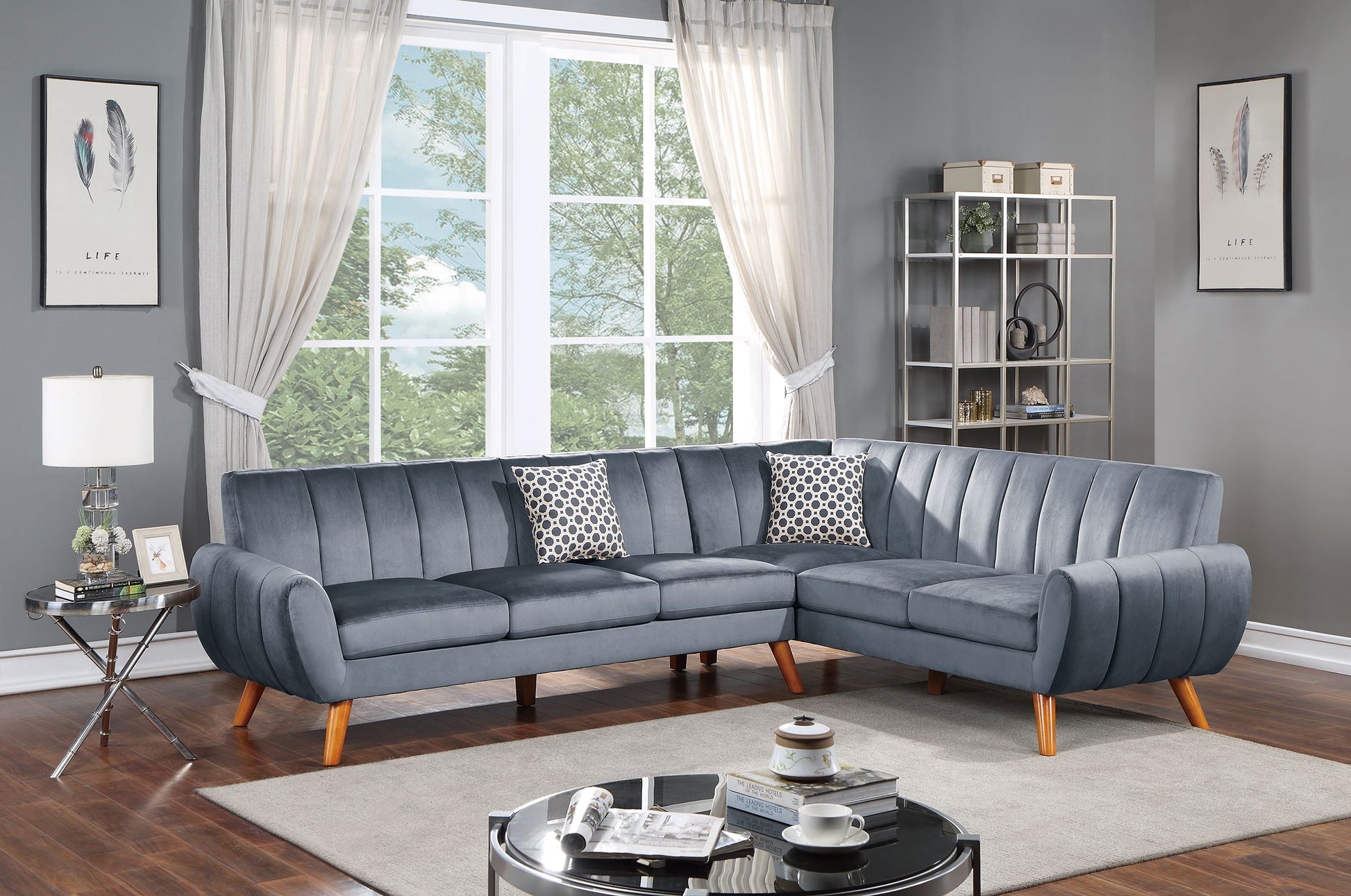 SECTIONAL - 2PC in Black Faux Leather