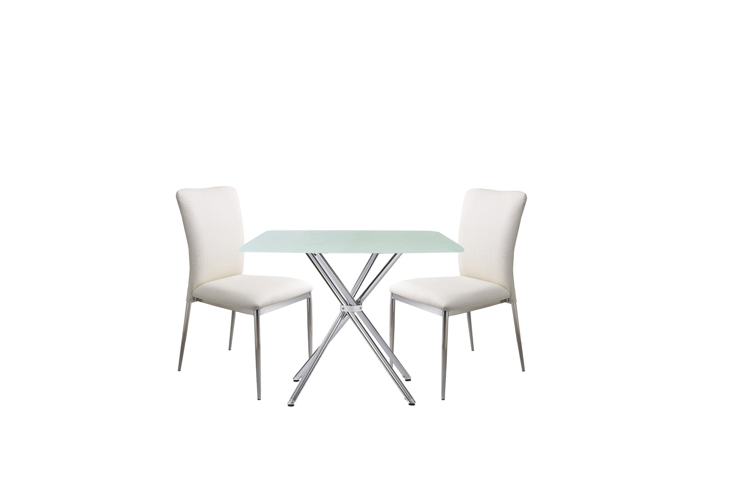 Contemporary Square Dining Set with 3 Chairs - White