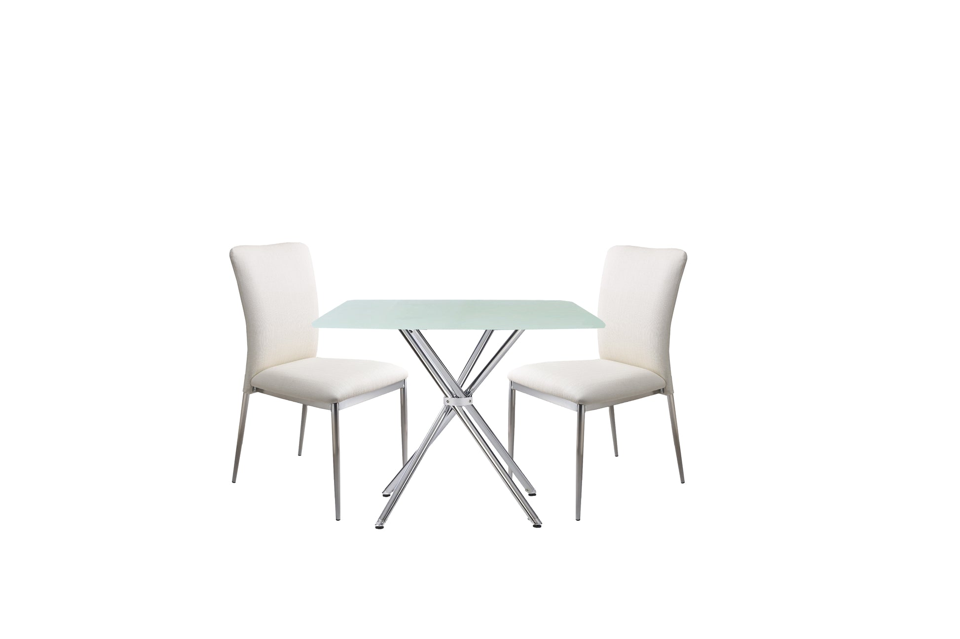 Contemporary Square Dining Set with 3 Chairs - White
