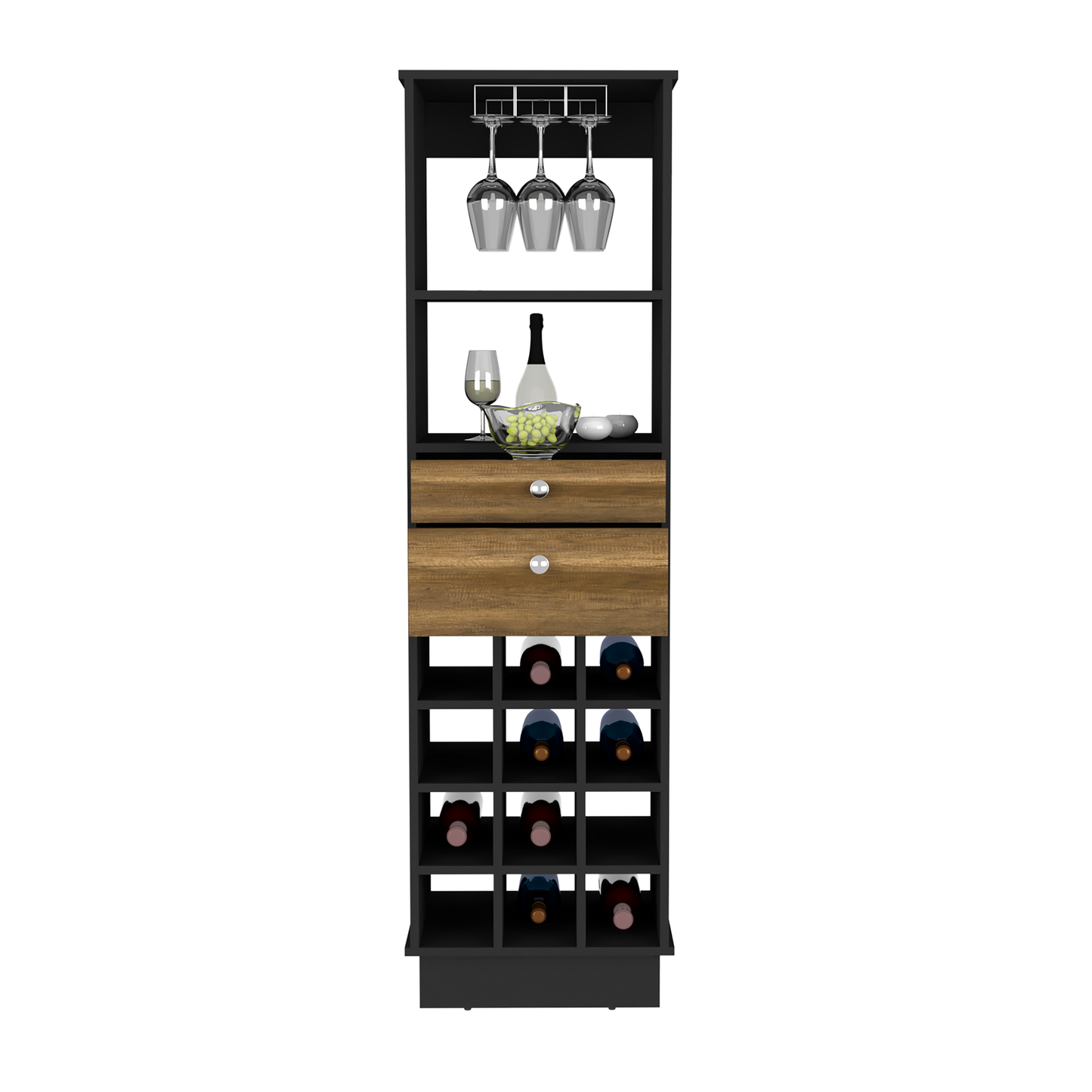 Walnut Wine Cabinet 15.7'' Top Storage