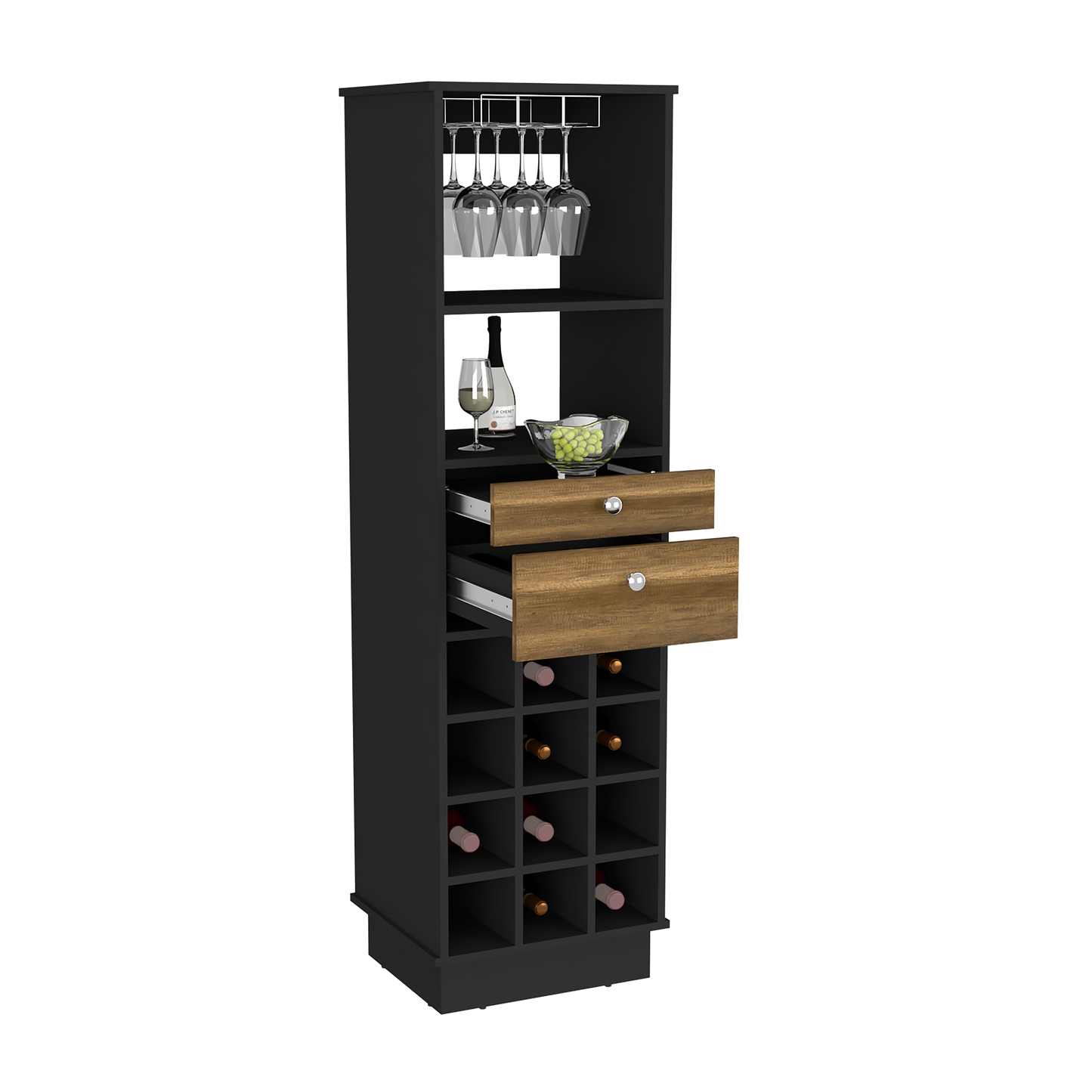 Walnut Wine Cabinet 15.7'' Top Storage