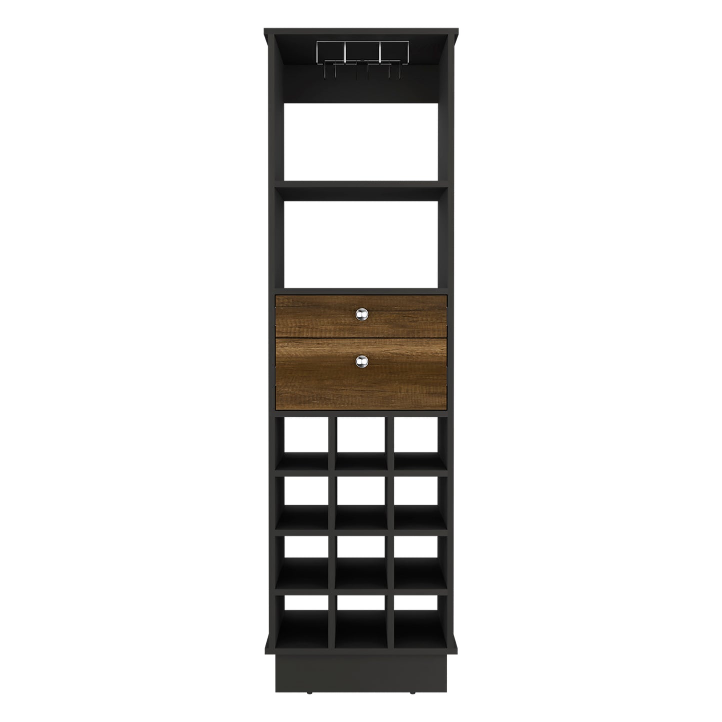 Bar Cabinet Bureck, Living Room, Black / Walnut