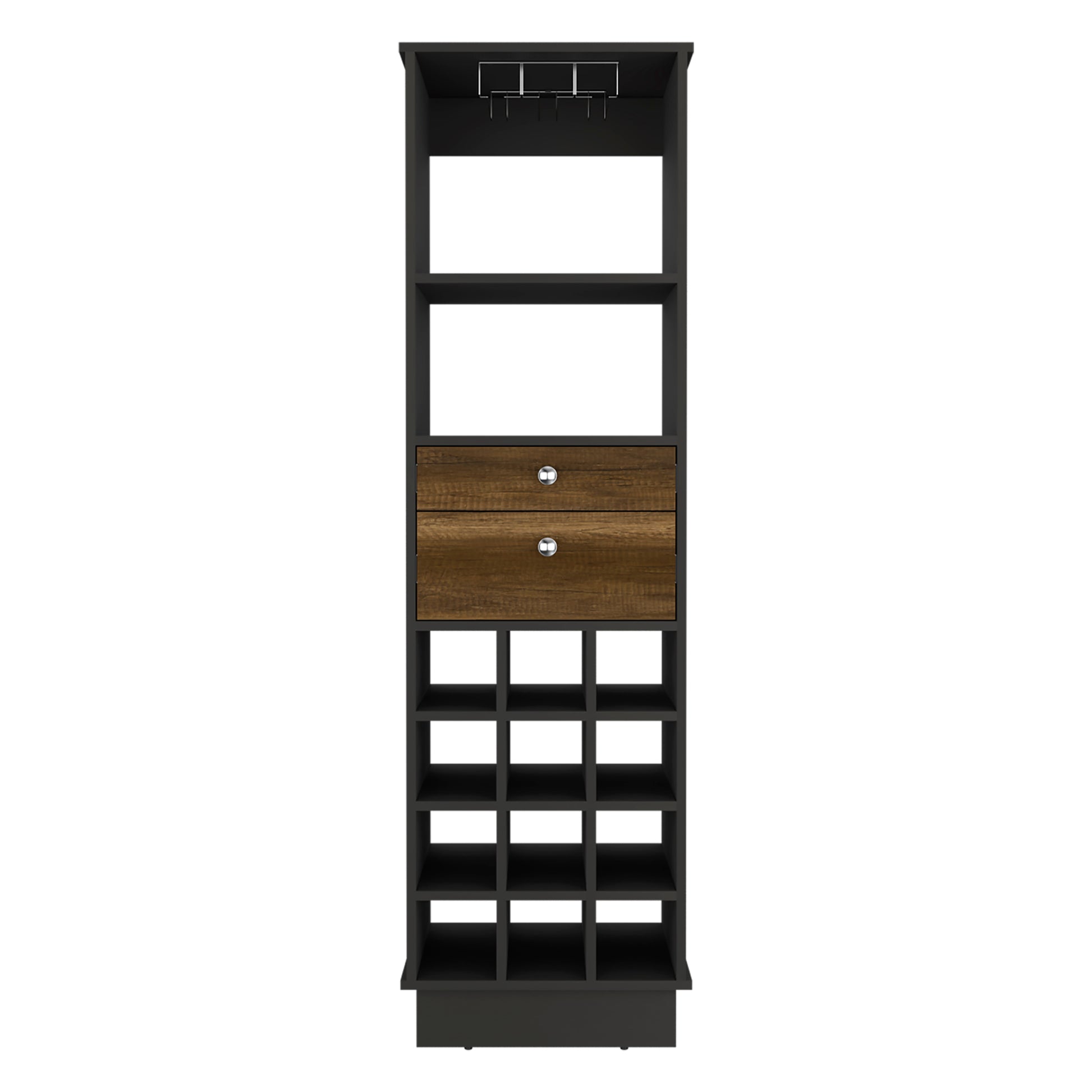 Bar Cabinet Bureck, Living Room, Black / Walnut