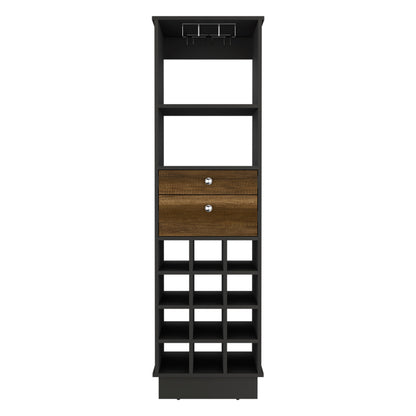 Bar Cabinet Bureck, Living Room, Black / Walnut
