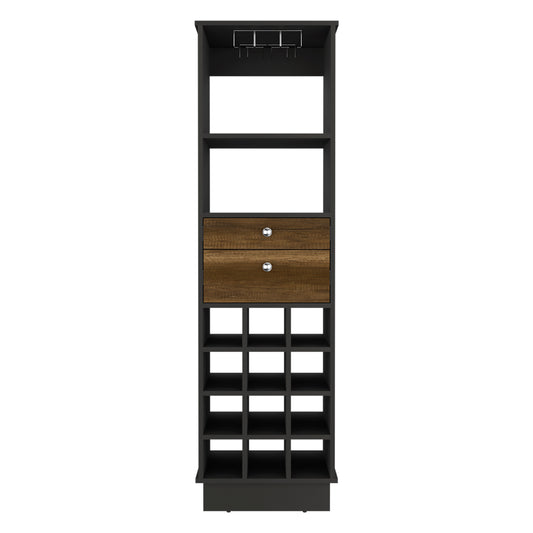 Bar Cabinet Bureck, Living Room, Black / Walnut