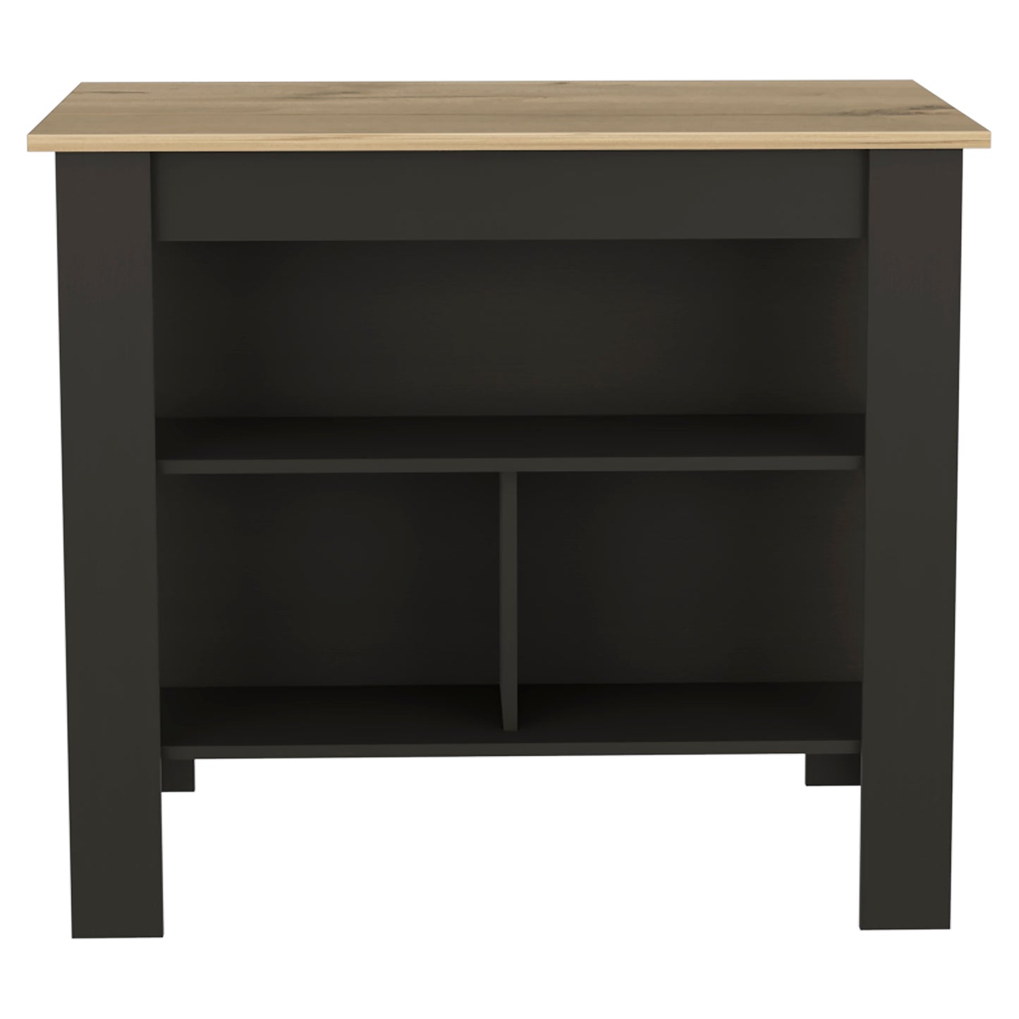 Black Kitchen Island with Three Shelves - 40.5" Wide for Dining Room