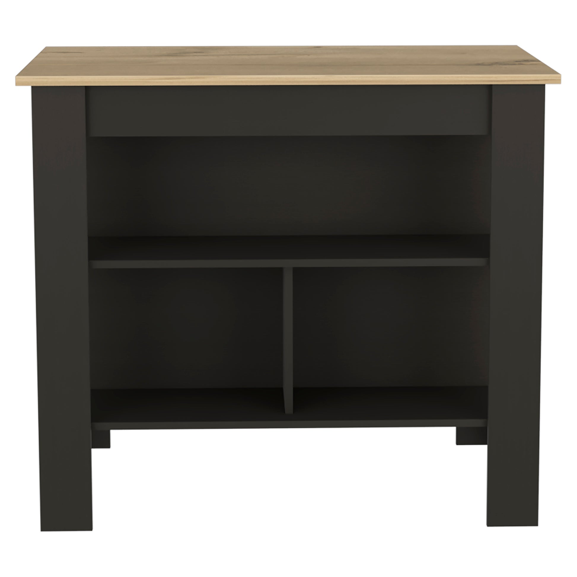 Black Kitchen Island with Three Shelves - 40.5" Wide for Dining Room