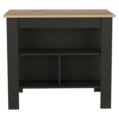 Black Kitchen Island with Three Shelves - 40.5" Wide for Dining Room