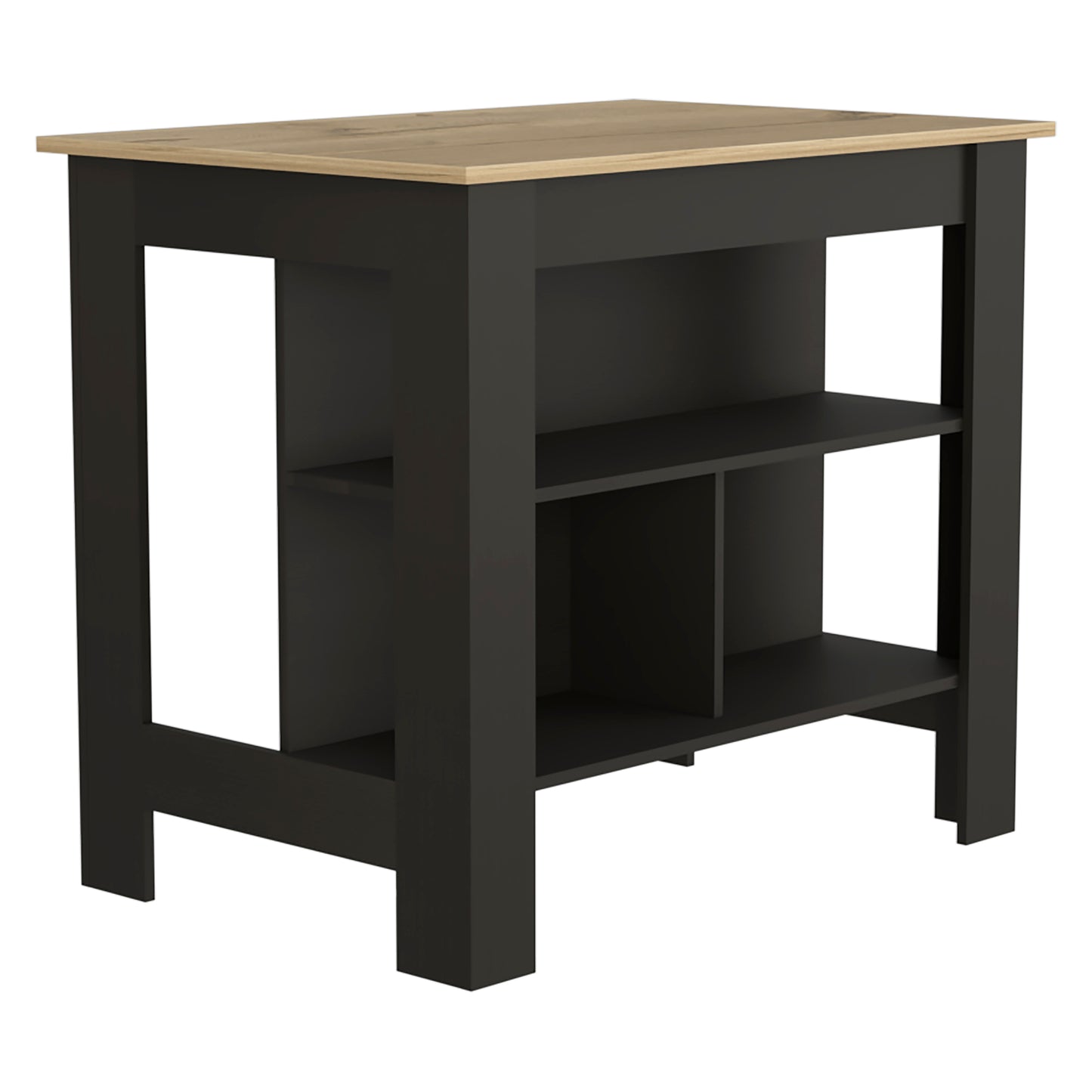 Black Kitchen Island with Three Shelves - 40.5" Wide for Dining Room