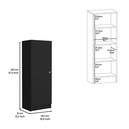 Black Pantry Cabinet - 12.3" W x 16.9" D x 47.4" H for Living Room
