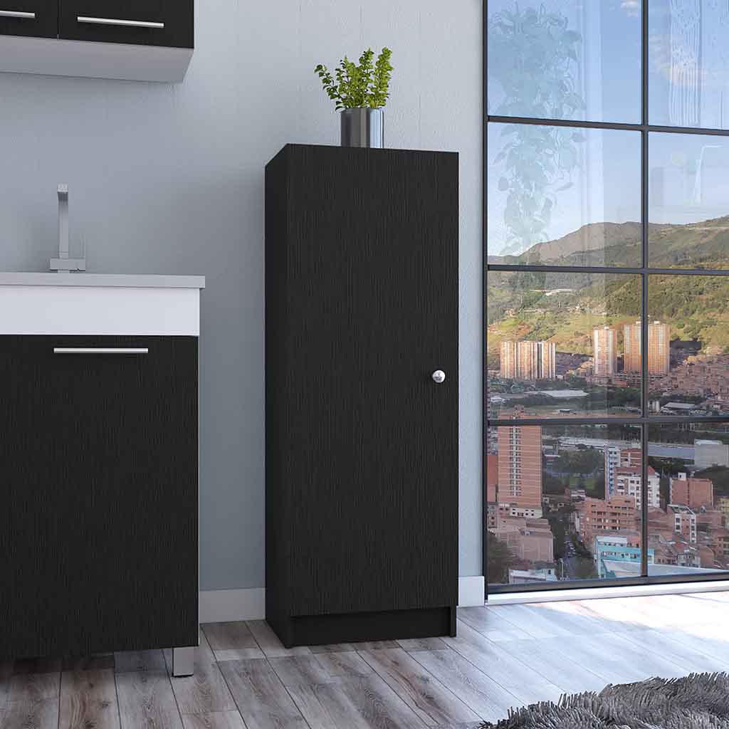Black Pantry Cabinet - 12.3" W x 16.9" D x 47.4" H for Living Room