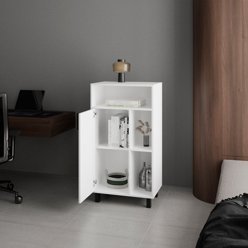 White Engineered Wood Bedroom Shoe Cabinet - 15.7"W x 23.6"D x 43.9"H for Living Room