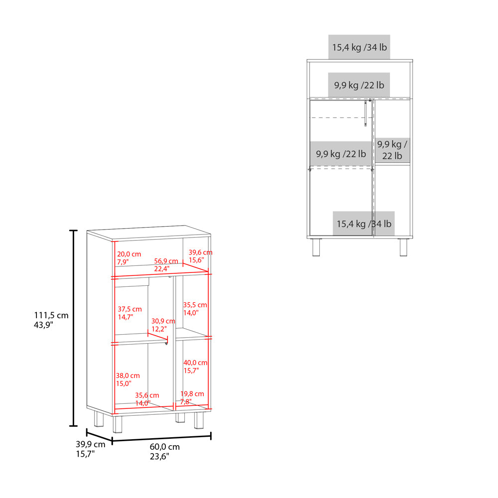 White Engineered Wood Bedroom Shoe Cabinet - 15.7"W x 23.6"D x 43.9"H for Living Room