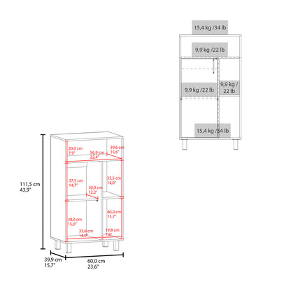 White Engineered Wood Bedroom Shoe Cabinet - 15.7"W x 23.6"D x 43.9"H for Living Room