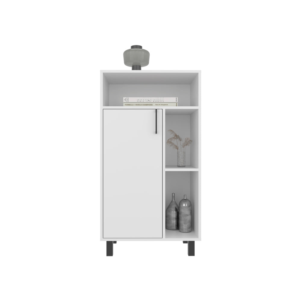 White Engineered Wood Bedroom Shoe Cabinet - 15.7"W x 23.6"D x 43.9"H for Living Room