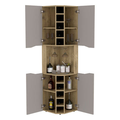 Taupe Particle Board Corner Bar Cabinet - 17.7"W