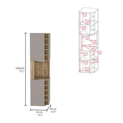Taupe Particle Board Corner Bar Cabinet - 17.7"W