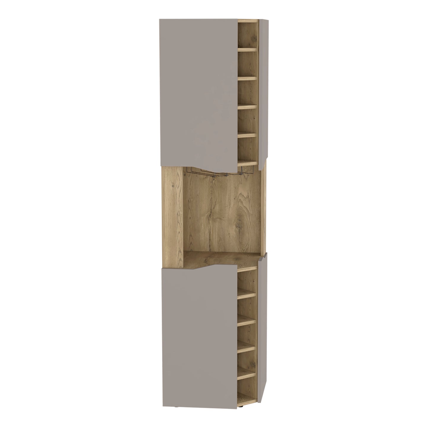 Taupe Particle Board Corner Bar Cabinet - 17.7"W