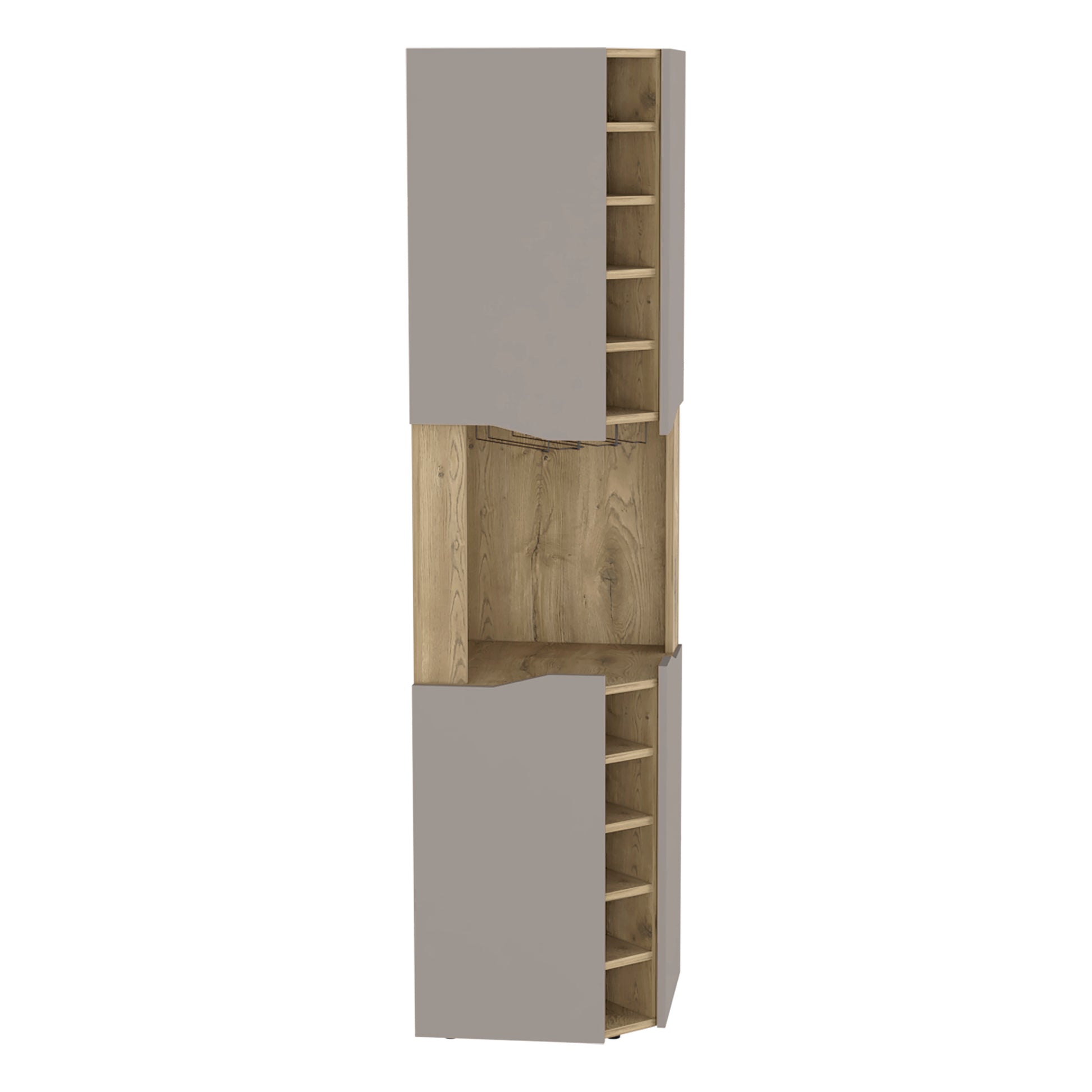 Taupe Particle Board Corner Bar Cabinet - 17.7"W