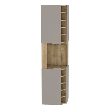 Taupe Particle Board Corner Bar Cabinet - 17.7"W