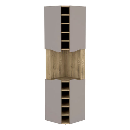 Corner Bar Cabinet Bell, Living Room, Aged Oak / Taupe