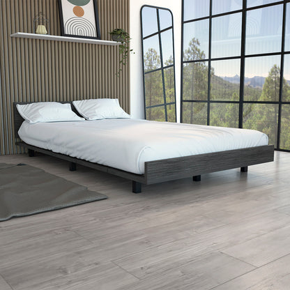 Gray Twin Bed Frame - Engineered Wood Base for Bedroom