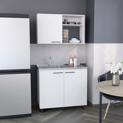 Wall Mounted Kitchen Set White Utility Sink Cabinet for Dining Room